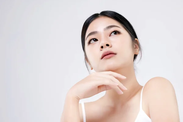 Studio Shot Beautiful Young Asian Woman Clean Fresh Skin White — Stok fotoğraf