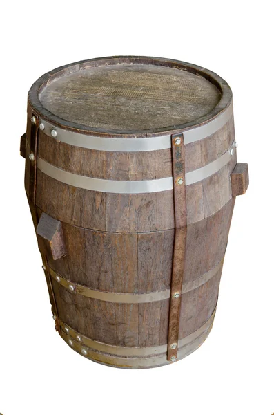 Wood barrel with steel ring — Stock Photo, Image