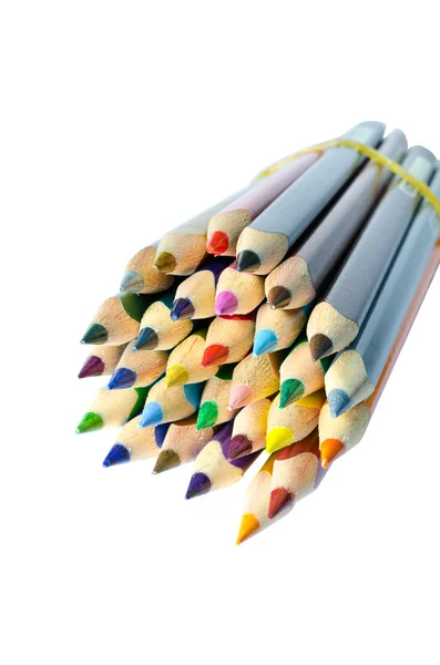 Färgade pennor isolerade på vit bakgrund — Stockfoto
