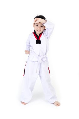 Asyalı hoş çocuk tarafından Taekwondo eylem