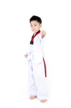 Asyalı hoş çocuk tarafından Taekwondo eylem