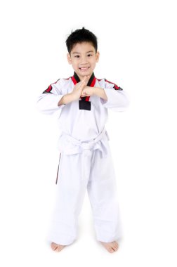 Asyalı hoş çocuk tarafından Taekwondo eylem