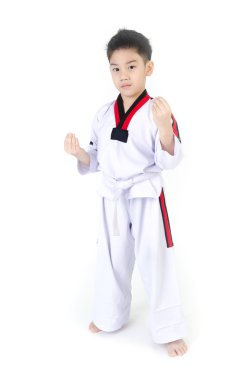Asyalı hoş çocuk tarafından Taekwondo eylem