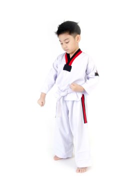 Asyalı hoş çocuk tarafından Taekwondo eylem