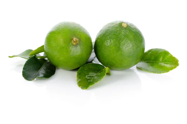 Limes with leaves isolated on white background — Stock Photo, Image