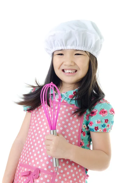 Dziewczynka Azji z pojęciem naczynia kuchenne — Zdjęcie stockowe
