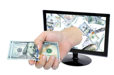 bilgisayar monitör ekran para el geliyor