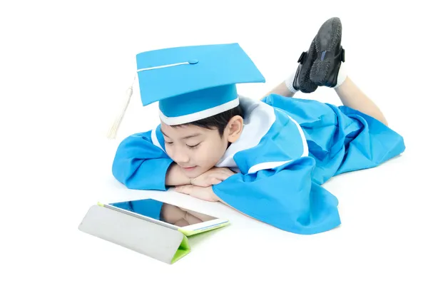 Asyalı çocuk tablet bilgisayar ile 
