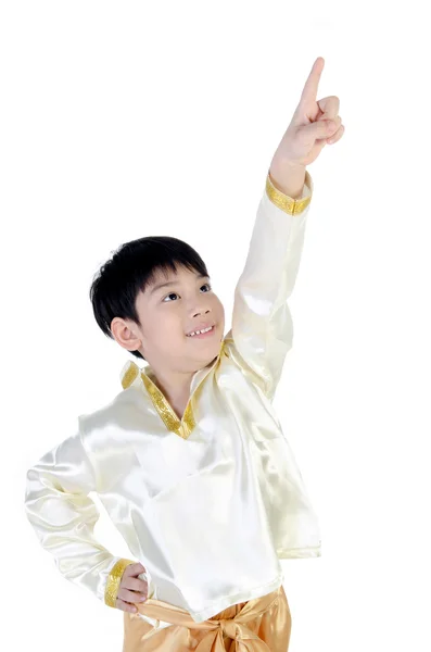 Asian cute boy in thai costume on white background . — Stock Photo, Image