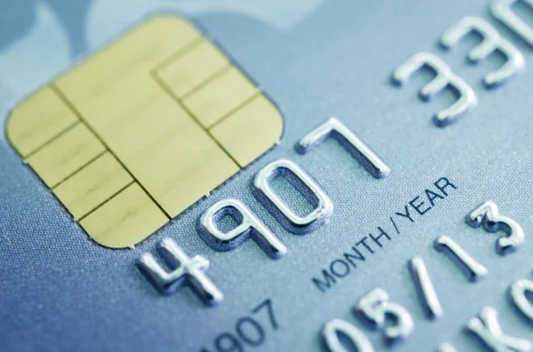 Lage belangrijke macro geschoten met oude creditcard. — Stockfoto