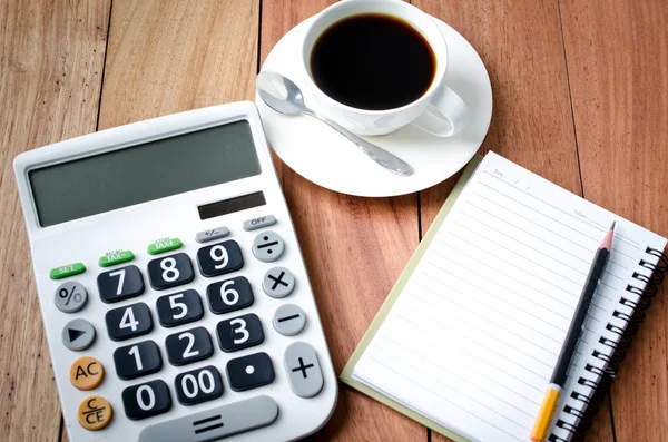 Blank Page notebook and a cup of coffee — Stock Photo, Image