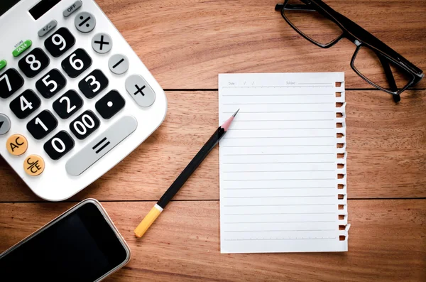 Blank Page notebook and calculato — Stock Photo, Image