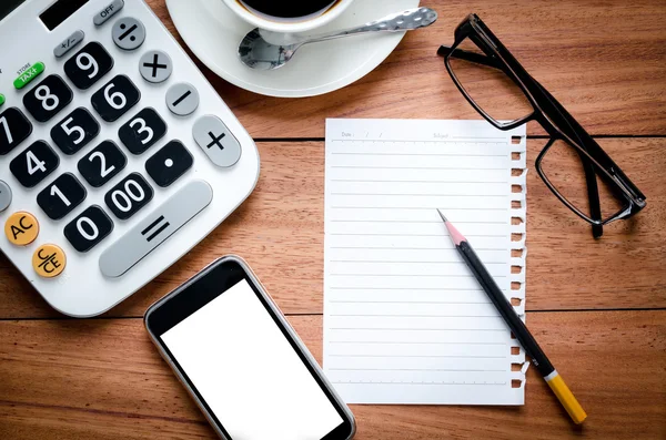 Blank Page notebook and calculator — Stock Photo, Image