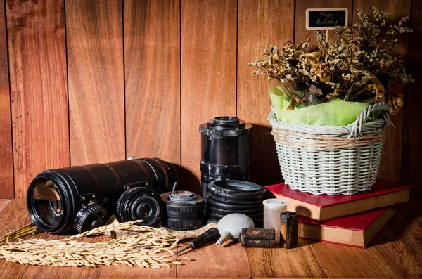 Still life fine art photography on concept  vintage with camera — Stock Photo, Image