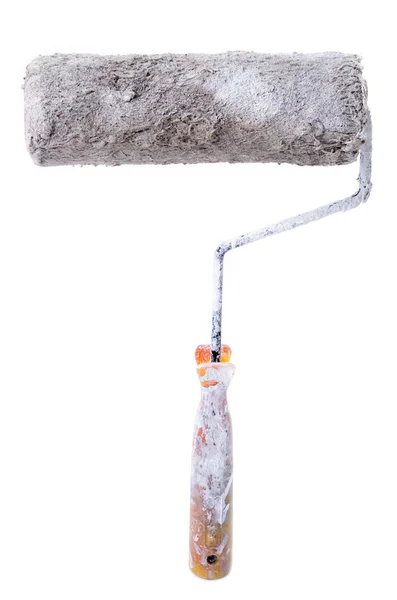 Used and dirty roll Paint brush isolated — Stock Photo, Image