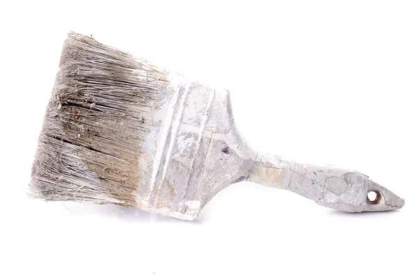 Kullanılan ve kirli boya fırça izole — Stok fotoğraf