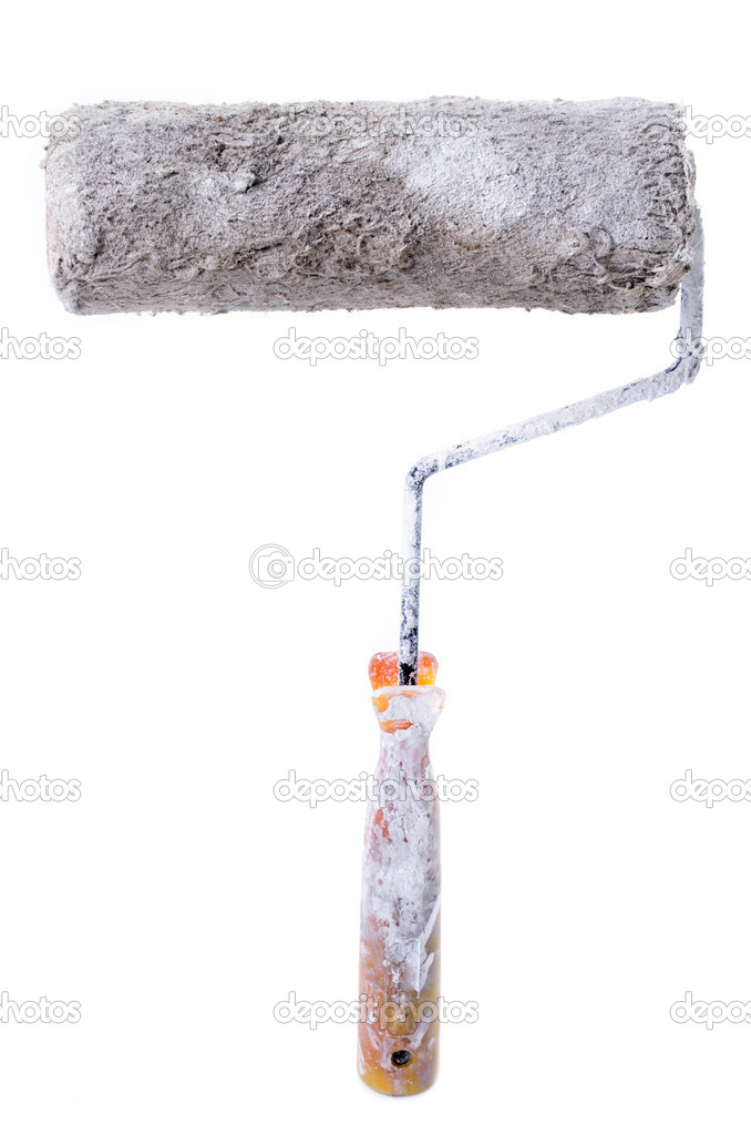 Used and dirty roll Paint brush isolated — Stock Photo © sirikornt