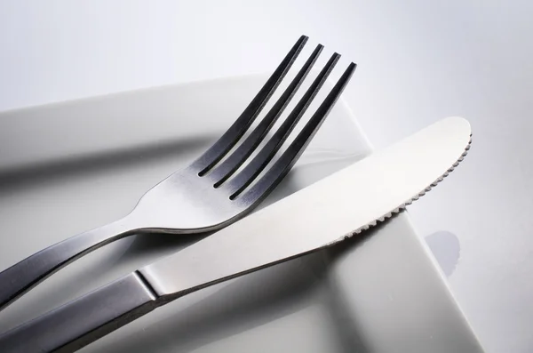 Juego de cubiertos con tenedor, cuchillo —  Fotos de Stock
