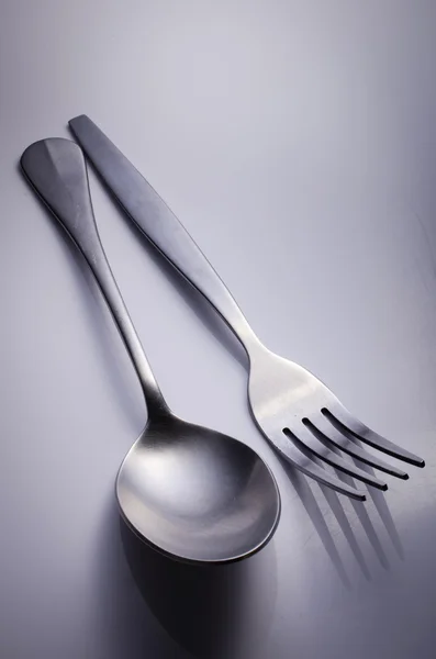 Juego de cubiertos con tenedor y cuchara —  Fotos de Stock