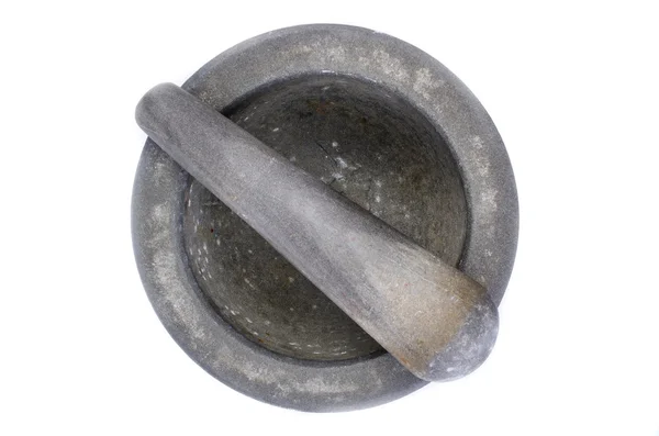 Mortar and Pestle on White — Stock Photo, Image