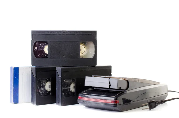 Video Cassette and Vintage VHS Rewinder — Stock Photo, Image
