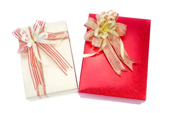 Gift boxes with bows and ribbons — Stock Photo, Image