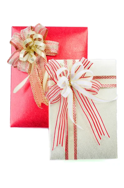 Gift boxes with bows and ribbons — Stock Photo, Image