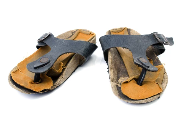 Old Sandals over white — Stock Photo, Image