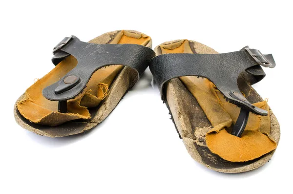 Old Sandals over white — Stock Photo, Image