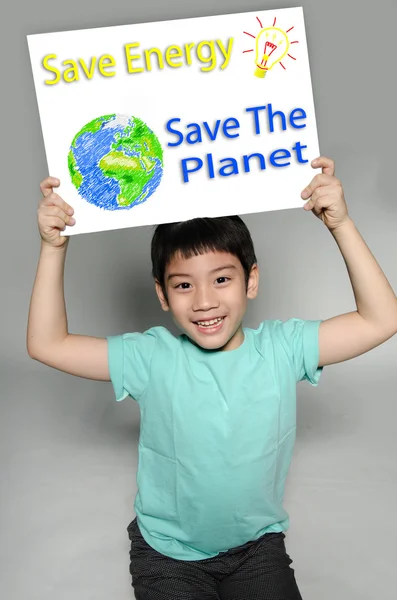 Portret van Aziatische kind met eco-concept — Stockfoto