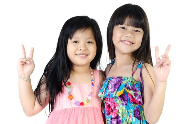 Portrait of two asian happy sisters having fun — Stock Photo, Image