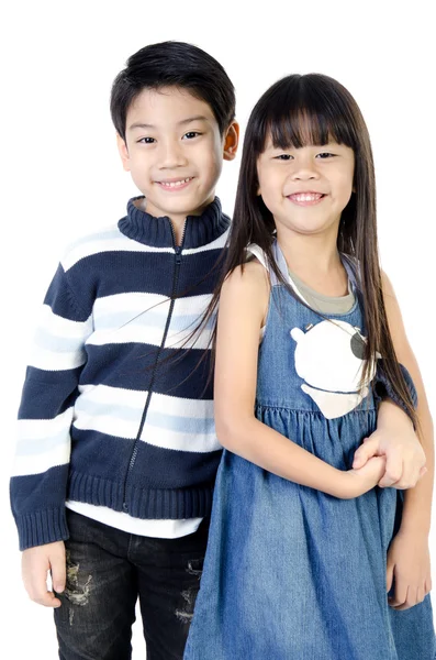 Portrait of happy asian boy and girl having fun — Stock Photo, Image