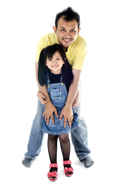 Šťastný asijské otec a dcera s úsměvem Stock Fotografie