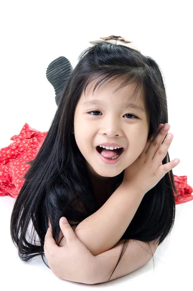 Porträtt av glad söt asiatisk tjej — Stockfoto