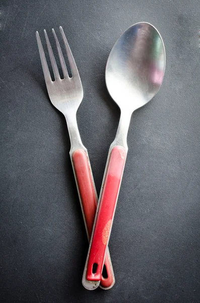 Old fork and spoon — Stock Photo, Image