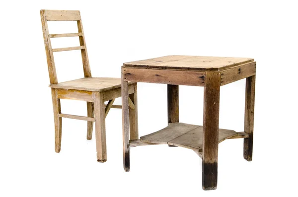 Old wooden chair and table — Stock Photo, Image