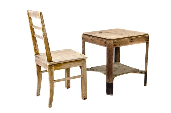 Oude houten stoel en tafel — Stockfoto