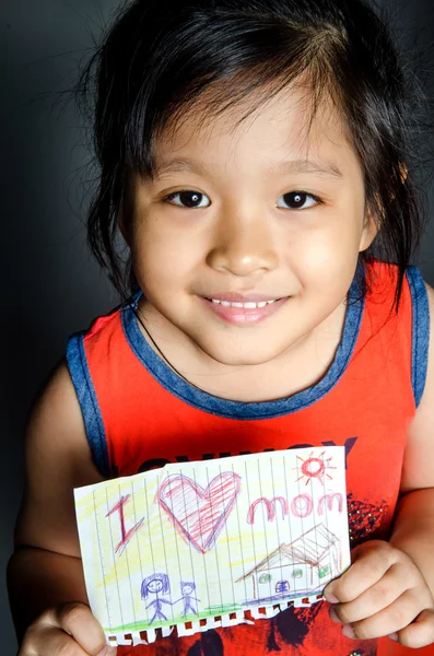 Dibujo infantil de su madre para el día de la madre — Foto de Stock