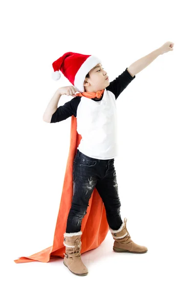 Little asian smile boy with santa hat — Stock Photo, Image