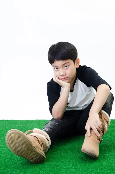 Portret van Aziatische jongen in een depressieve stemming . — Stockfoto