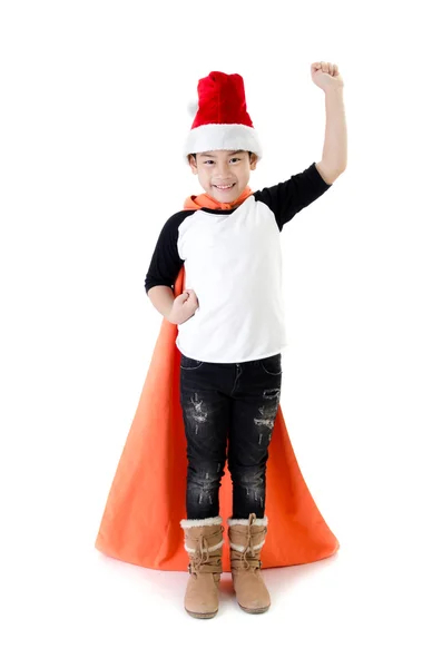 Liten asiatisk leende pojke med santa hatt — Stockfoto