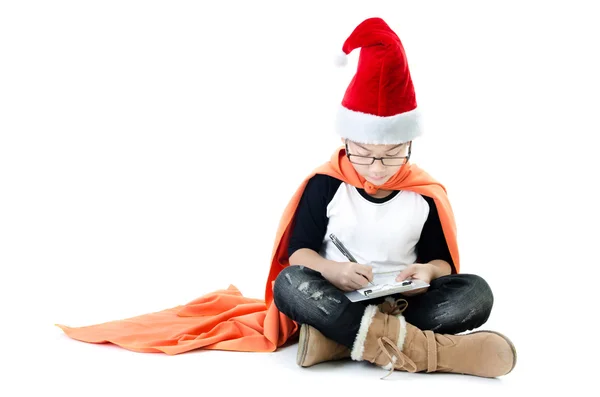 Little asian smile boy with santa hat — Stock Photo, Image