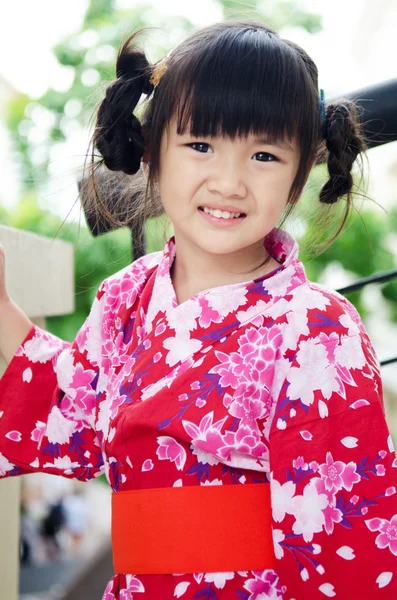 Little asian child in japanese traditional costume — Stock Photo, Image