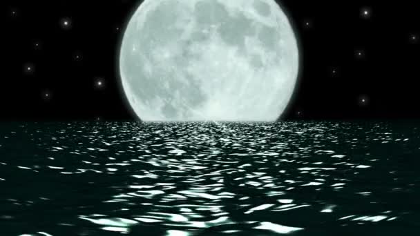 oceán v noci velký měsíc fantasy scéna bezproblémově opakování