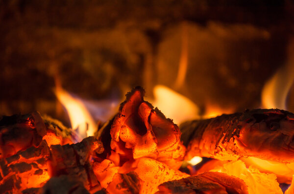 Hot coals in the fire