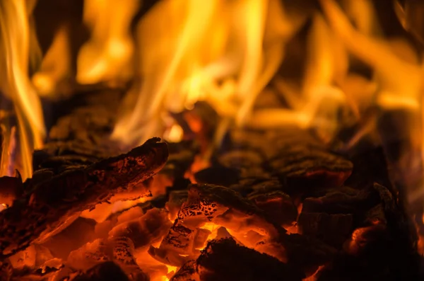 Carboni ardenti nel fuoco — Foto Stock