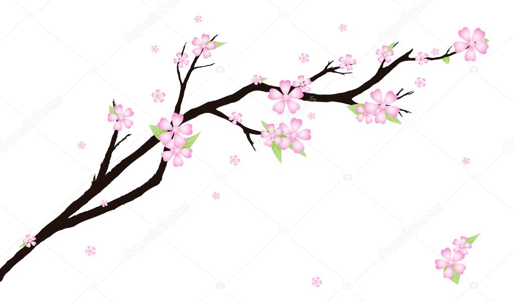 Card with stylized cherry blossom