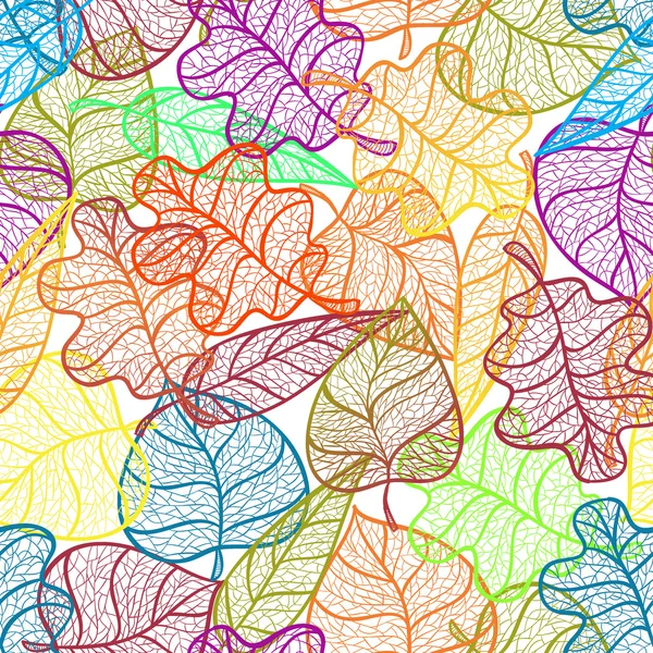 Otoño hojas transparentes patrón fondo — Vector de stock