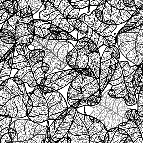 Patrón de hojas transparentes de otoño sobre fondo blanco — Vector de stock