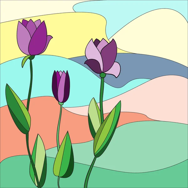 Floral mozaïek achtergrond. Tulpen. — Stockvector